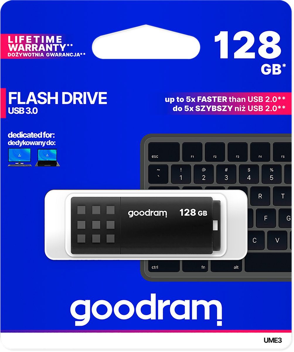 GoodRam - USB Geheugenstick - UME3 - USB 3.2 - 128 GB - Zwart