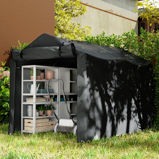 Killogood Autostal tent, waterdichte tentgarage met deur, UV-bestendig 220 x 157 x 165 cm zwart van Merkloos — afbeelding 5