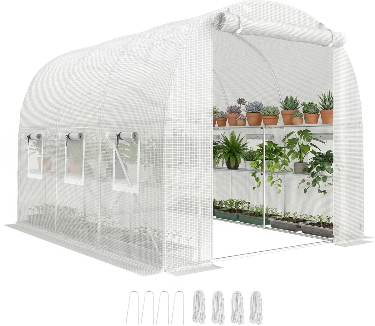 Outsunny Tunnelkas-Verzinkt staal, PE-198L x 275B x 191H cm-
