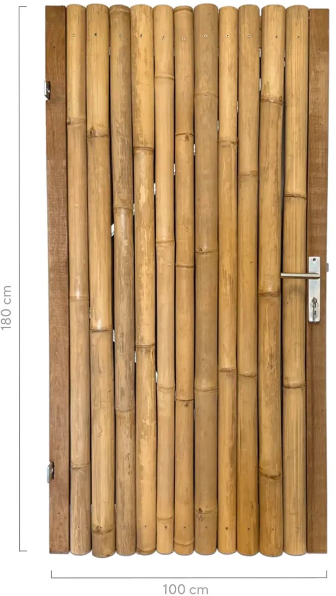 Masters of Bamboo® Bamboe Tuindeur Giant - 100 x 180 cm - Naturel - Rechtsdraaiend - Tuinp