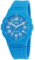 Q&Q V31A-002VY - Horloge - Analoog - Dames - Heren - Unisex - Siliconen band - Kunststof - Cijfers - Rond - Lichtblauw - 10ATM waterdicht