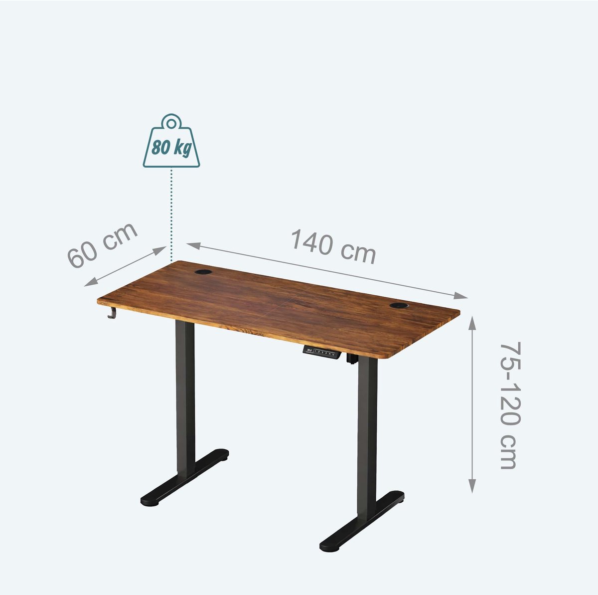 Zit sta bureau - hoogte verstelbaar - 140 x 60 cm thumbnail 2