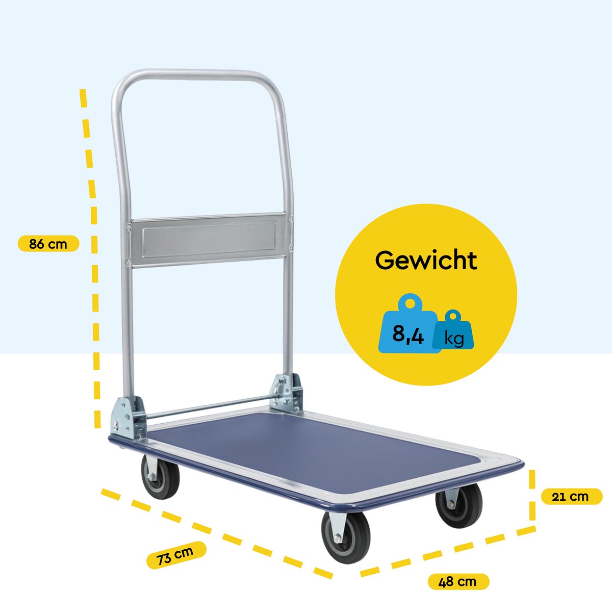 BRASQ Plateauwagen Inklapbaar - Draagvermogen 150 KG - Transportkar - Transportwagen - Magazijnwagen - Platformwagen – foto 8