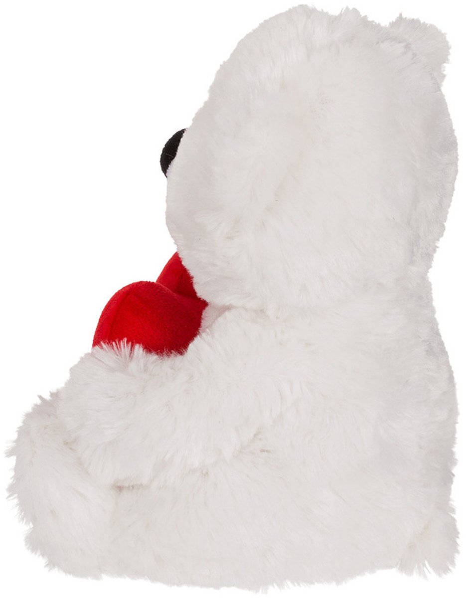 Knuffelbeertje met hart - wit - pluche - 22 cm - valentijnsdag - i love you - cadeau — afbeelding 5