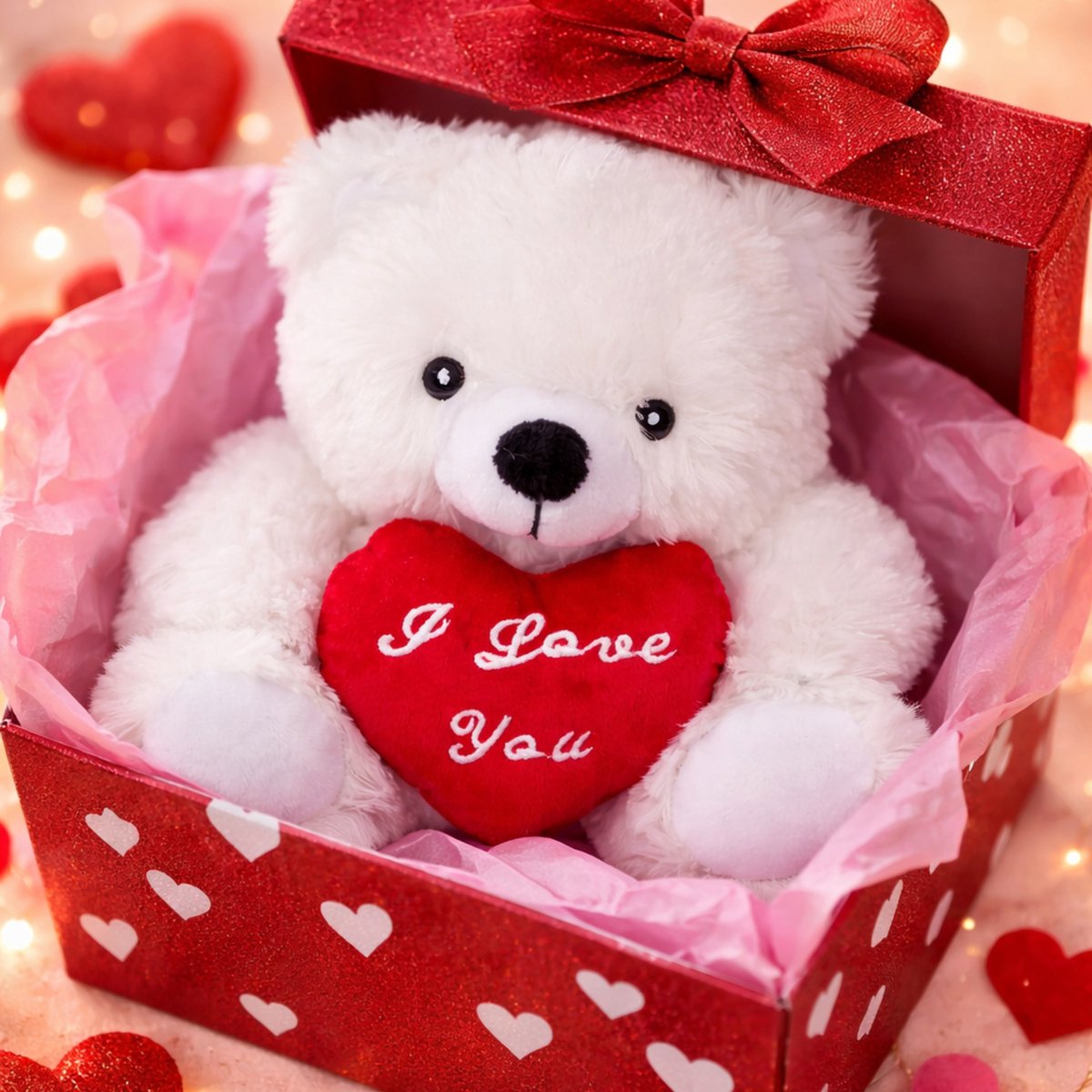 Knuffelbeertje met hart - wit - pluche - 22 cm - valentijnsdag - i love you - cadeau — afbeelding 4