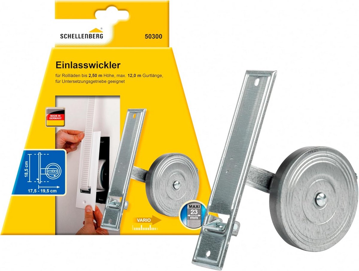 Inbouw Gordeloproller voor Rolluiken Maxi Systeem 18,5 cm Gatafstand Verzinkt