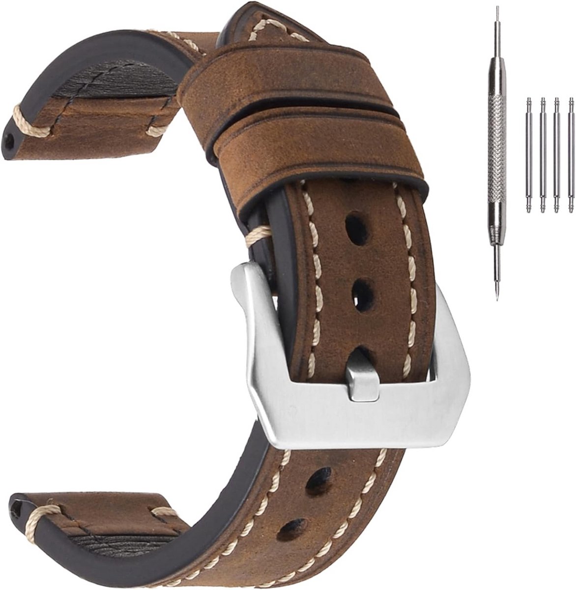 Leren Horlogeband Vintage Vervangingsband Diverse Breedtes en Kleuren