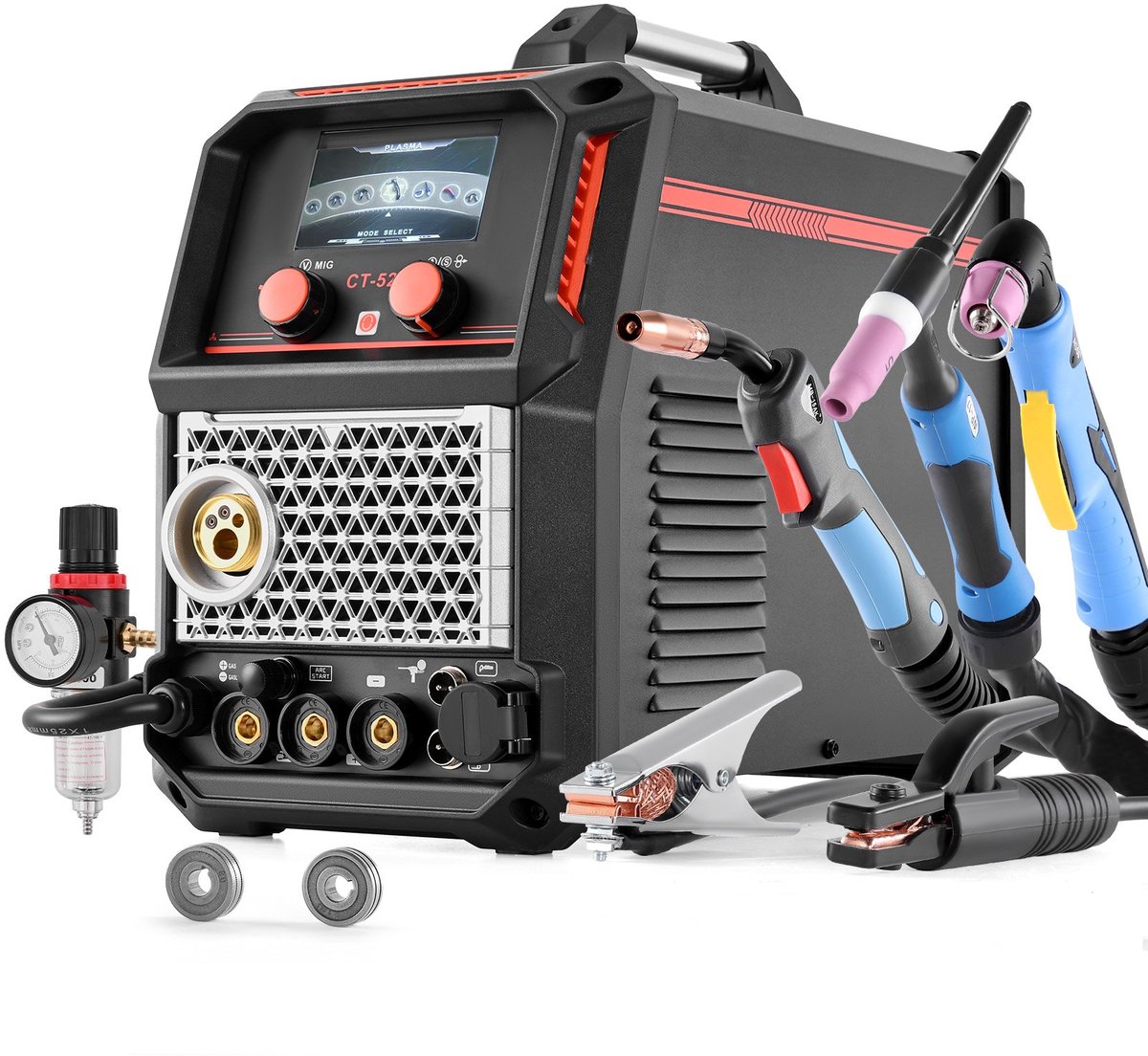 Combinatielasapparaat 5-in-1 - TIG/MIG/MAG/MMA + Plasmasnijder - 50A Contactloos Plasma - 200A Synergisch - Pulsfunctie Voor Aluminium - 220V - Spoelpistool Compatibel