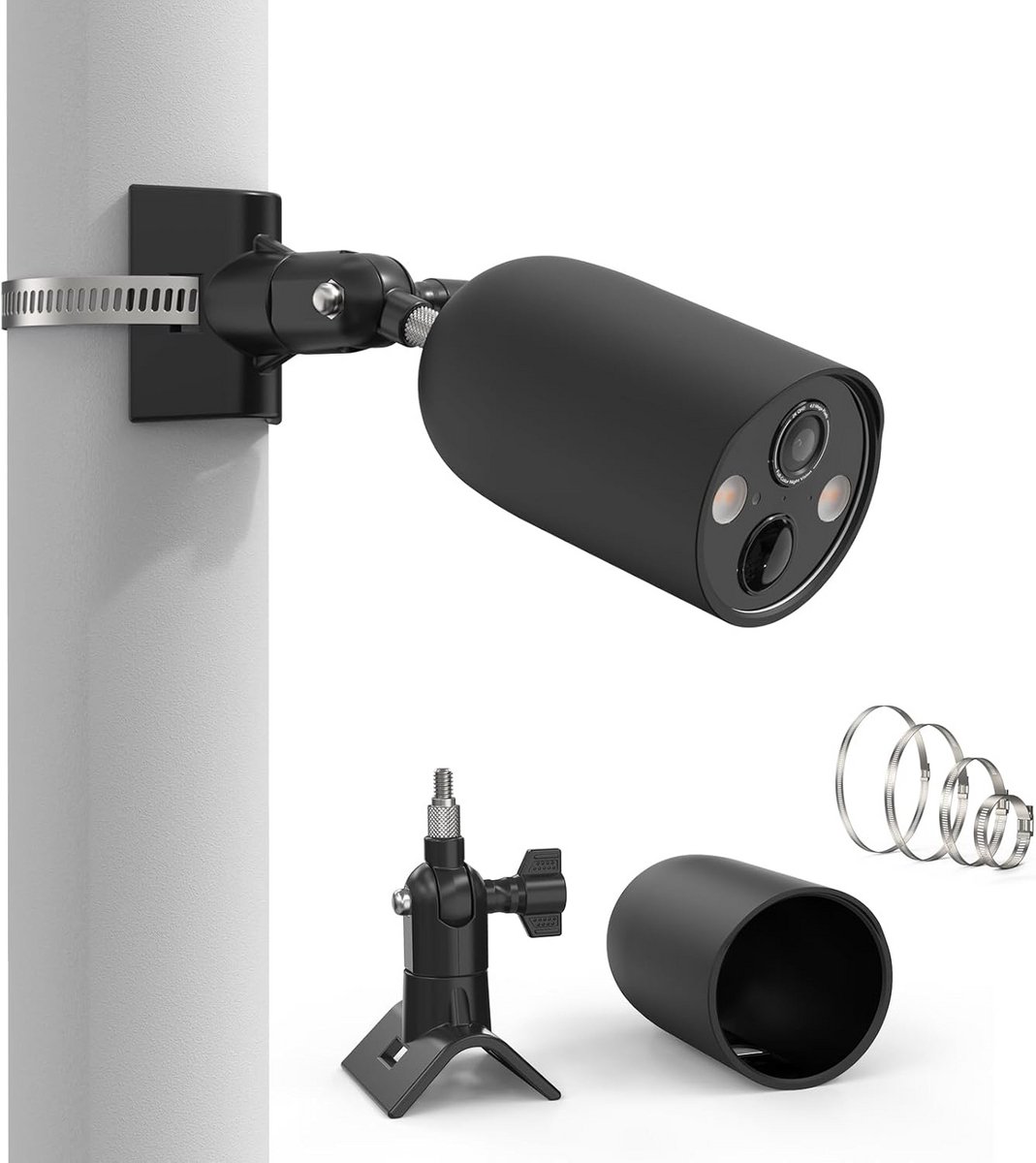 Camera Paalbevestiging - Mast Houder Set - Beveiligingscamera Ophangen - Waterdichte Bescherming - 8 x 5 x 12 cm - Zwart