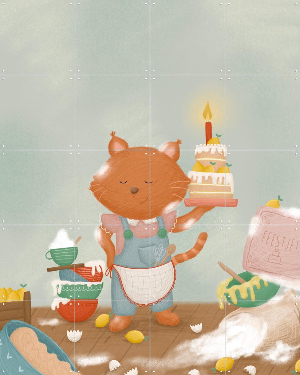 IXXI Cake Baker, Studio Phie - 80 x 100 cm - Gratis ophangtool - Grote wanddecoratie en posters - Cartoonesk, Speels, Illustraties, Kleurrijk