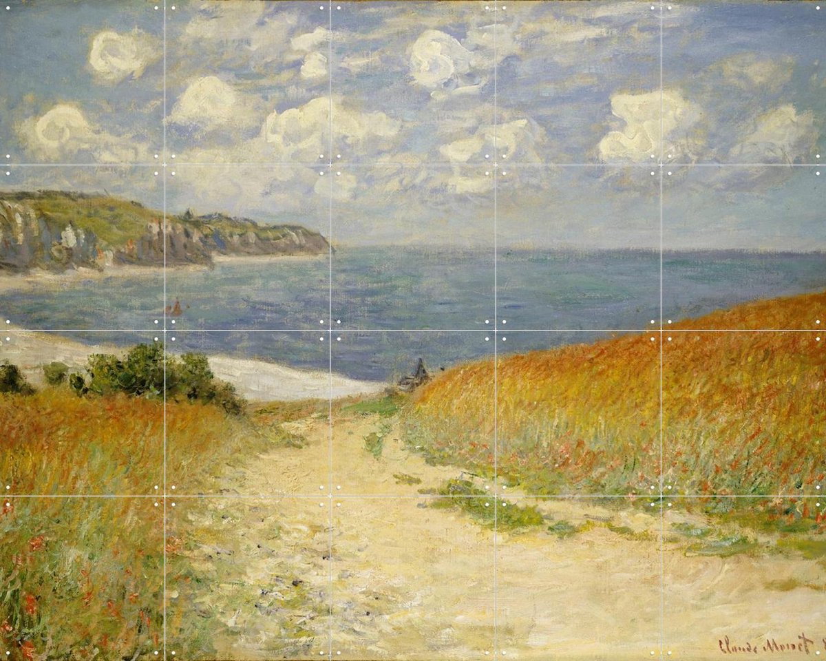 IXXI Path in the Wheat - Pourville, Claude Monet & Bridgeman Images - 100 x 80 cm - Gratis ophangtool - Grote wanddecoratie en posters - Kleurrijk