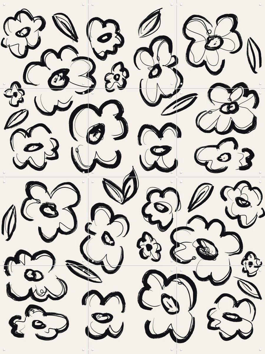 IXXI Flower Sketch, Bohomadic Studio - 60 x 80 cm - Gratis ophangtool - Grote wanddecoratie en posters - Illustraties, Bloemen, Botanisch
