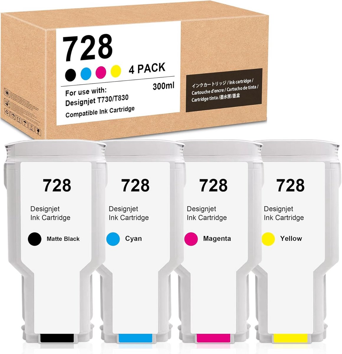 Grote capaciteit inktcartridges 4-pack voor DesignJet T730 T830 printers