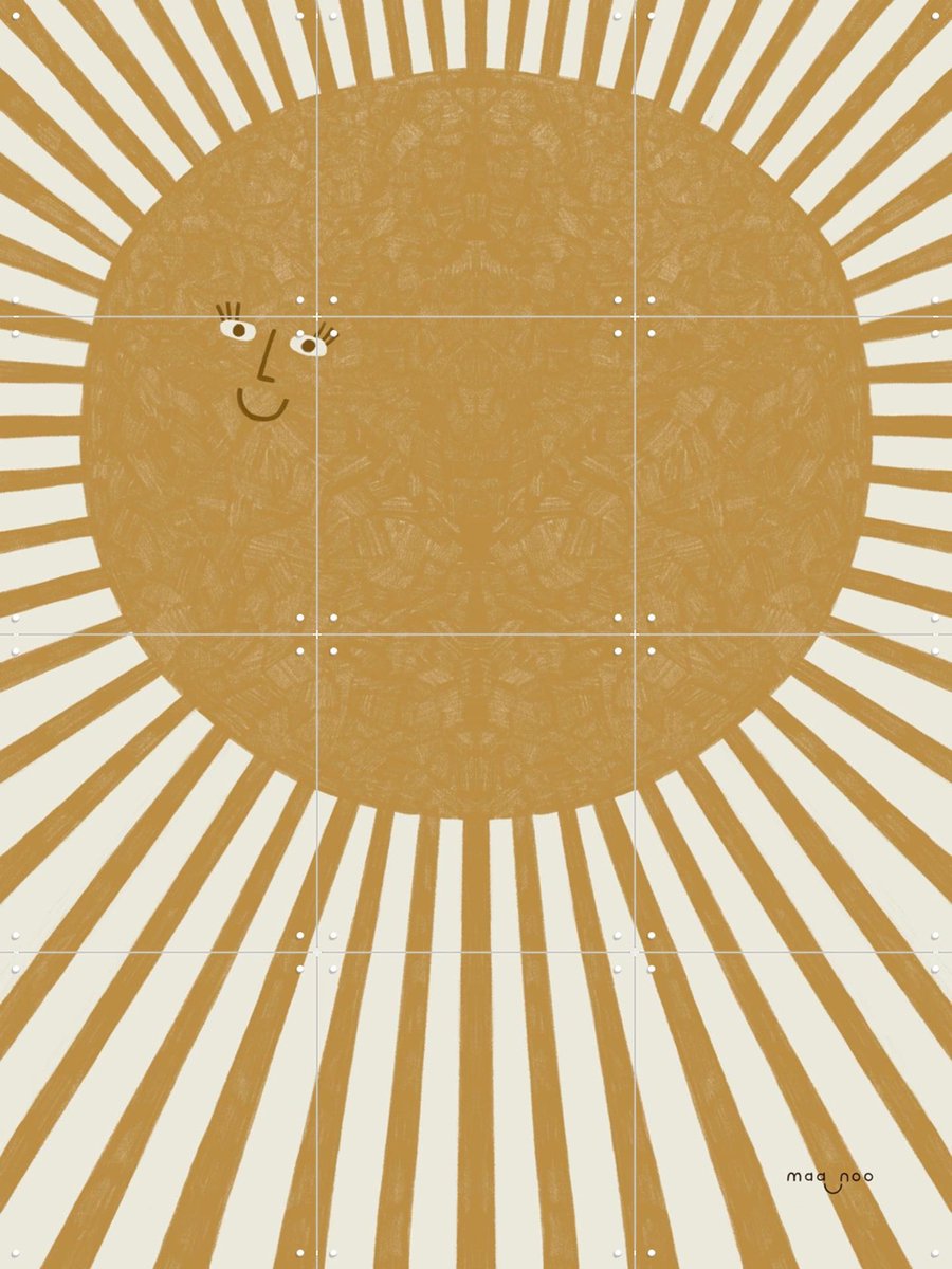 IXXI Hello Sunshine, Maa-noo - 60 x 80 cm - Gratis ophangtool - Grote wanddecoratie en posters - Illustraties, Minimalisme, Cartoonesk, Speels
