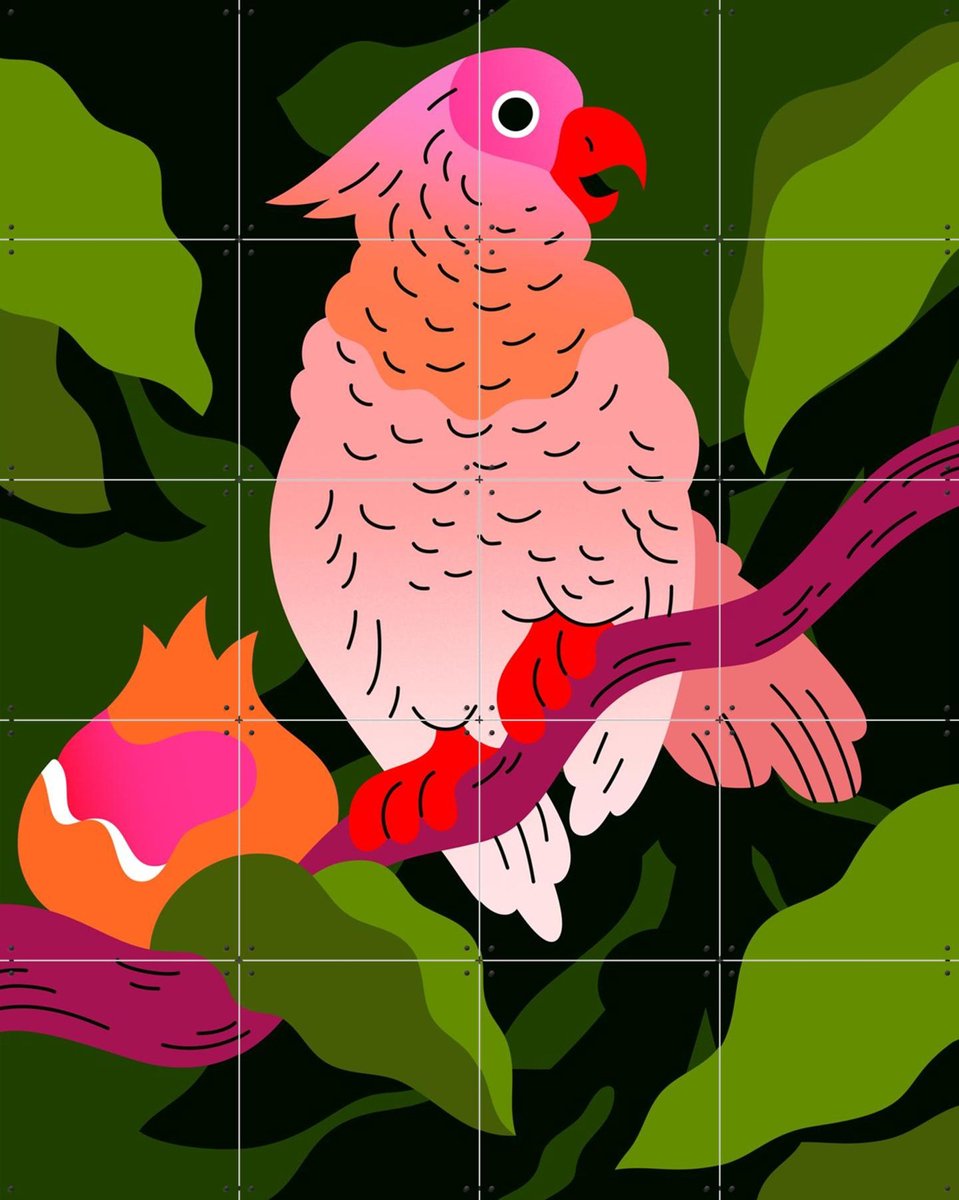 IXXI Cockatoo with Pomegranate, Hedof & Rijksmuseum 2.0 - 80 x 100 cm - Gratis ophangtool - Grote wanddecoratie en posters - Digitale Kunst