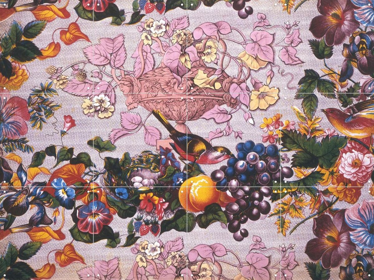 IXXI Furnishing Fabric IV, Victoria and Albert Museum - 80 x 60 cm - Gratis ophangtool - Grote wanddecoratie en posters - Vintage, Kleurrijk