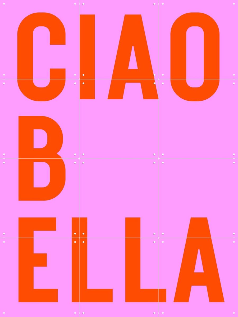 IXXI Ciao Bella Pink, Ohkimiko & Various - 60 x 80 cm - Gratis ophangtool - Grote wanddecoratie en posters - Speels, Grafisch Ontwerp, Typografie