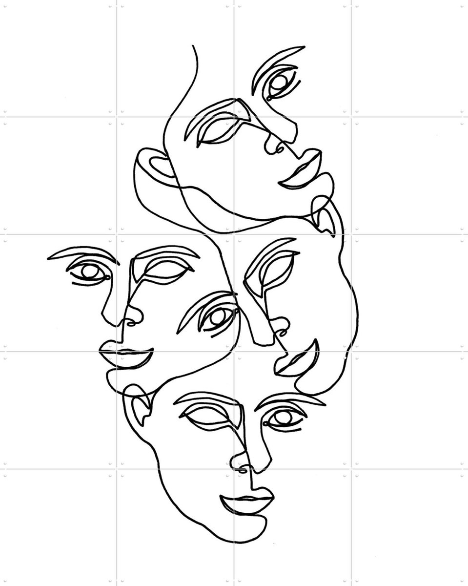 IXXI Mono, Julia Hariri - 80 x 100 cm - Gratis ophangtool - Grote wanddecoratie en posters - Line art, Minimalisme, Illustraties, Woonkamer