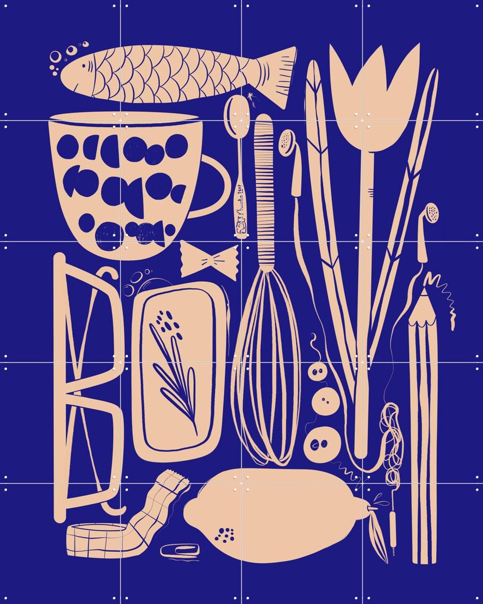 IXXI Things, Gozde - 80 x 100 cm - Gratis ophangtool - Grote wanddecoratie en posters - Speels, Grafisch Ontwerp, Illustraties, Line art, Keuken