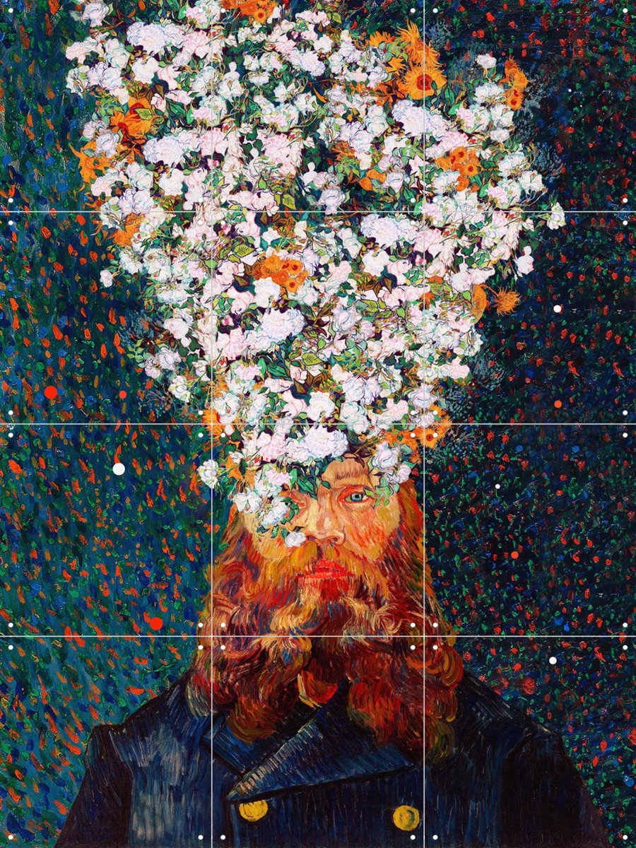 IXXI Flower Joseph, Frank Moth & Van Gogh 21st Century - 60 x 80 cm - Gratis ophangtool - Grote wanddecoratie en posters - Gemengde Technieken