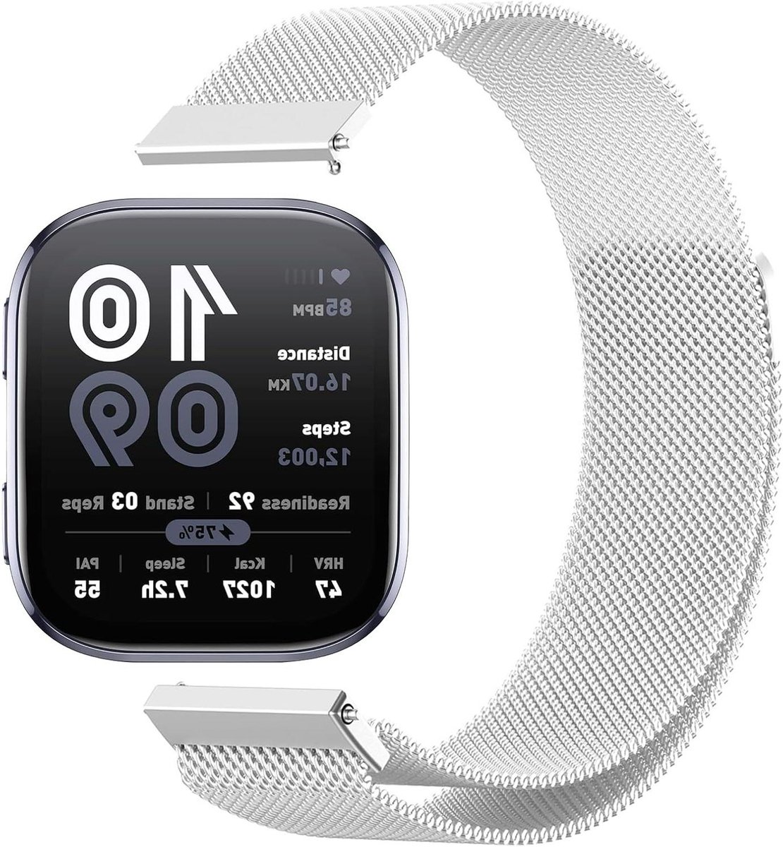 Allecto- Magnetische armband - Amazfit Bip 6 compatibel - Roestvrij staal - 22 mm - Gevlochten armband - Magnetisch - Geschikt voor fitness trackers - Zilverkleurig - Duurzame materialen - Sportieve armband met magnetische sluiting