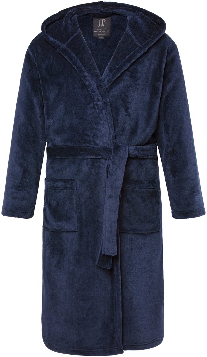 JP 1880 - Heren - Badjas thuispak microvezel strikceintuur - Navy blauw - Maat XL