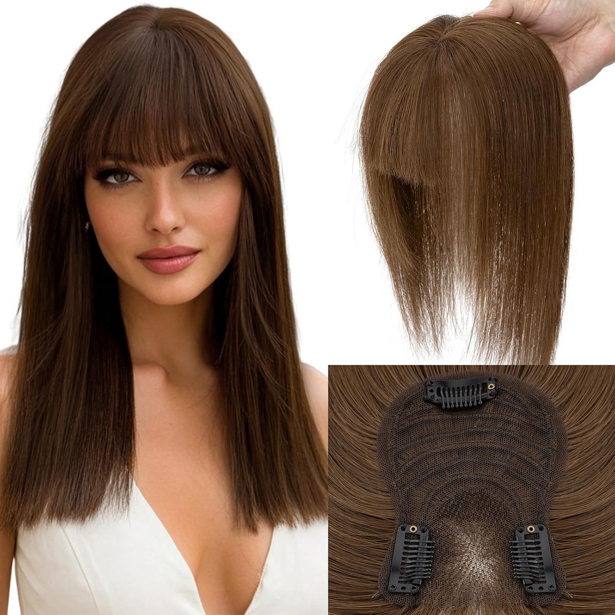 Echt Haarstuk Topper Clip-in Haarverlenging Vrouwen 35 cm Volume