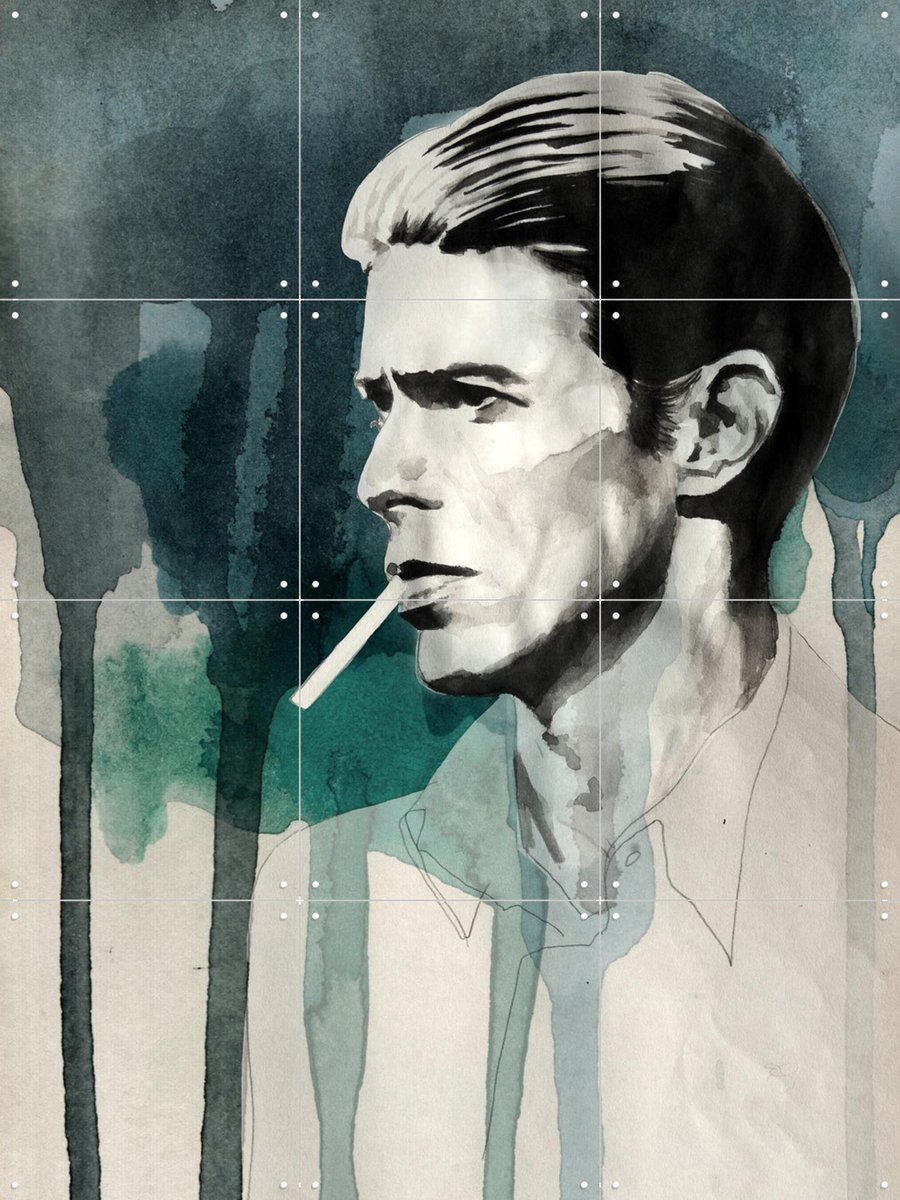 IXXI David Bowie, David Diehl - 60 x 80 cm - Gratis ophangtool - Grote wanddecoratie en posters - Illustraties, Mancave, Film en TV, Portretten