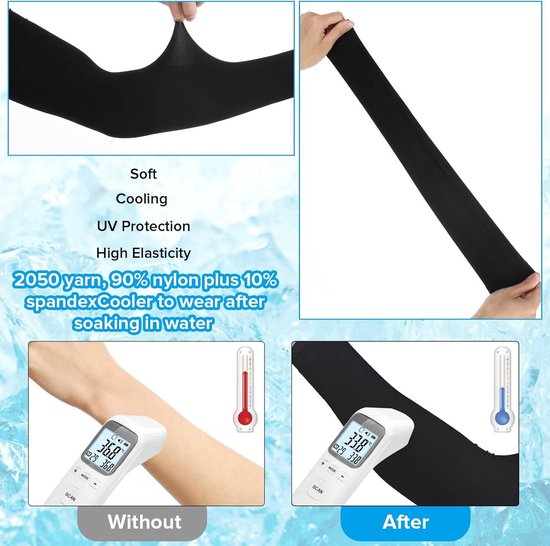 4 paar verkoelende armhoezen met UPF 50, duimgat, tattoo cover up - zonbescherming voor sport en outdoor活の. van Merkloos — afbeelding 4