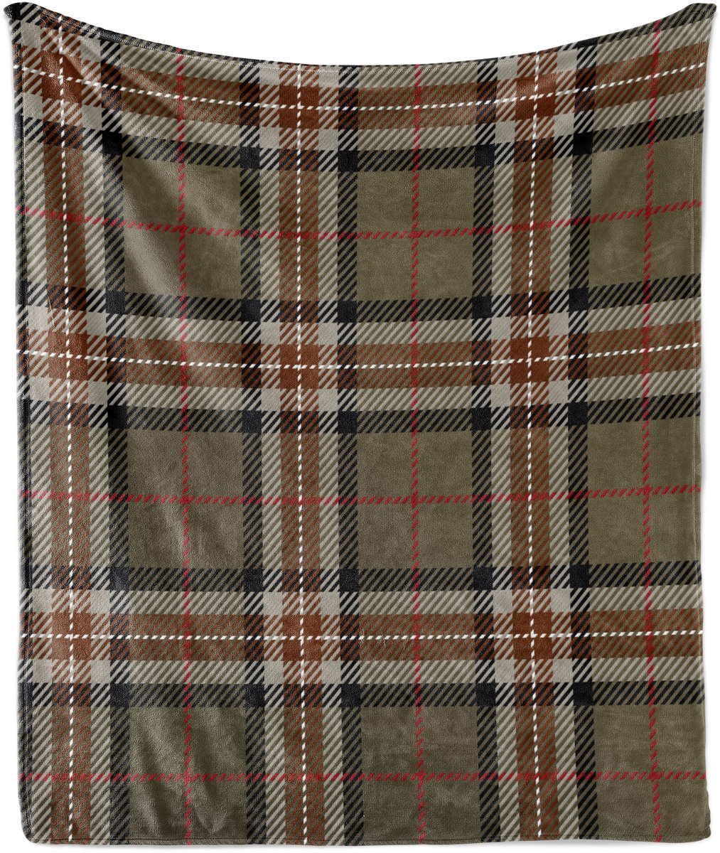 ABAKUHAUS Geruite Zachte Flanellen Fleece Deken, Schots Geometrisch Patroon, Gezellige Pluche Plaid, 175 x 230 cm, Antracietgrijs Lichtbruin