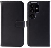 Selencia Hoesje - Geschikt voor Samsung Galaxy S26 Ultra - Echt Lederen Bookcase - Zwart