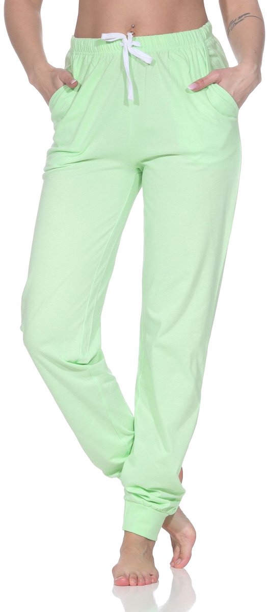 Normann Dames pyjamabroek lang mix & match in effen kleur - perfect te combineren grün