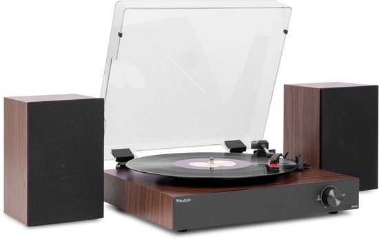 Platenspeler met speakers - Audizio RP325 - Retro platenspeler Bluetooth - LP speler - Donkerbruin