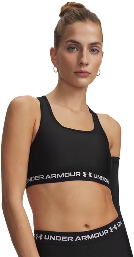 Under Armour Crossback Mid Bra-BLK Dames Sportbeha - Ultimate Zwart - Wit