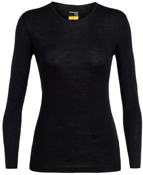 Zwart thermoshirt met lange mouwen van Icebreaker, met label '175'.