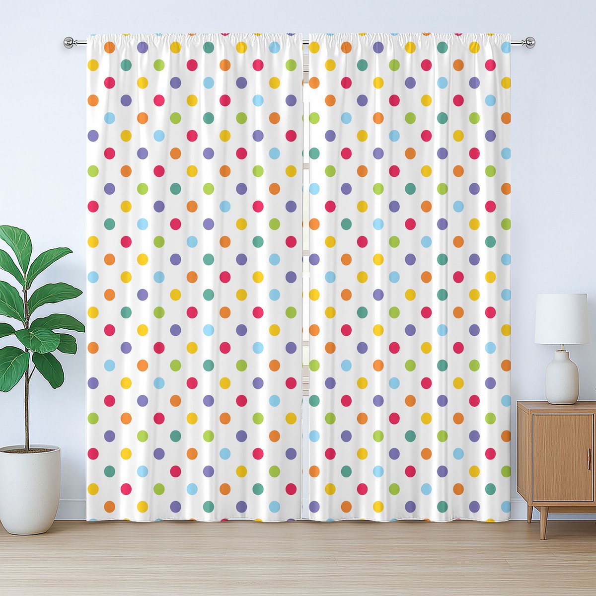 ABAKUHAUS Vintage Rustiek Gordijn, Rond Vintage Stijl, met Bandjes, Lussen en Haken voor de Woonkamer, 280 x 175 cm, Multicolor