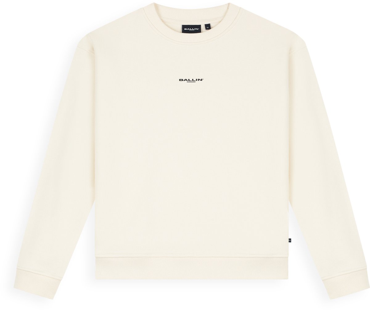 Ballin Amsterdam - Jongens Loose fit Sweaters Crewneck LS - Ecru - Maat 8