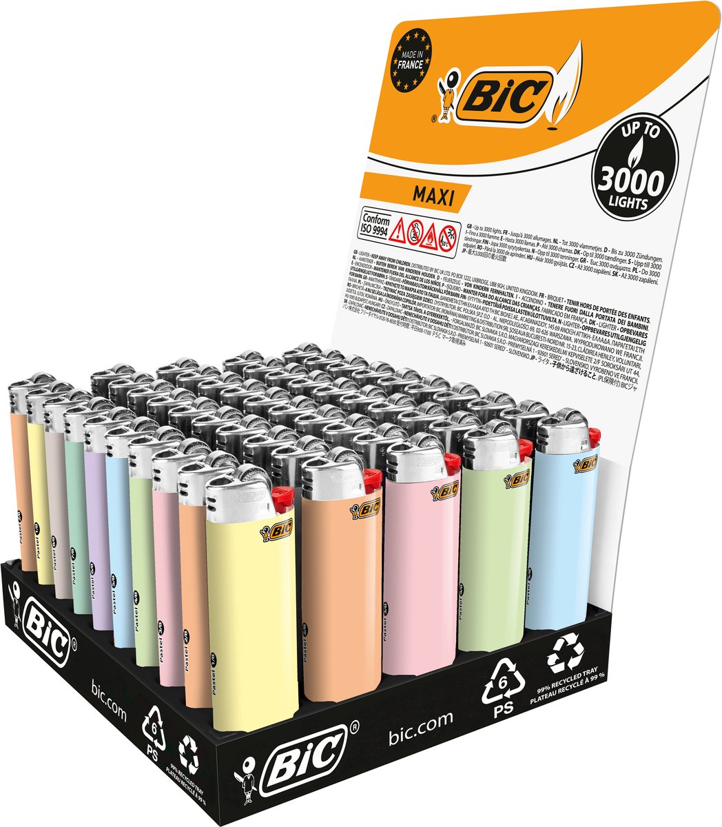 BIC J26 Maxi - Aanstekers - Vuursteen Flint - Vogel Design - Aansteker - Kindveilig - 50 Stuks