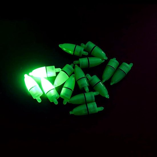 Green Glow - Set van 10 stuks Night Float LED-licht Karper Clip Alarmering voor Vissen van Merkloos — afbeelding 4