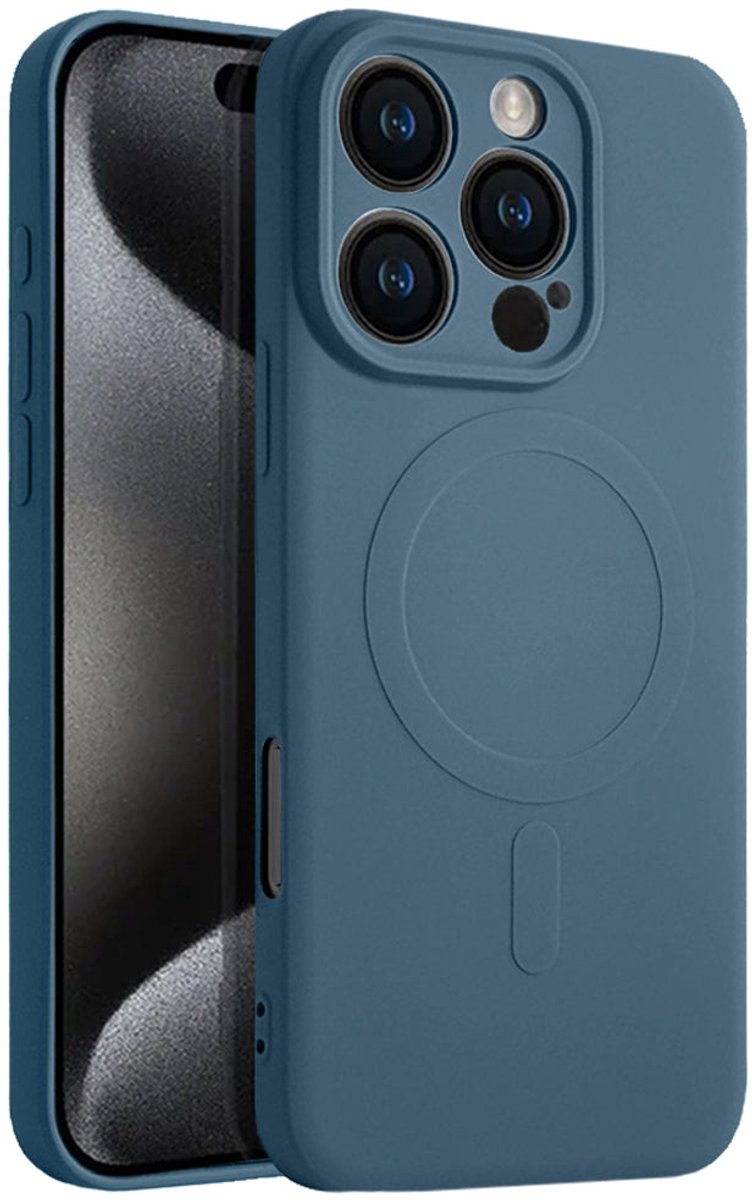 Casify Siliconen Hoesje geschikt voor MagSafe iPhone 16 Pro Hoesje - Blauw