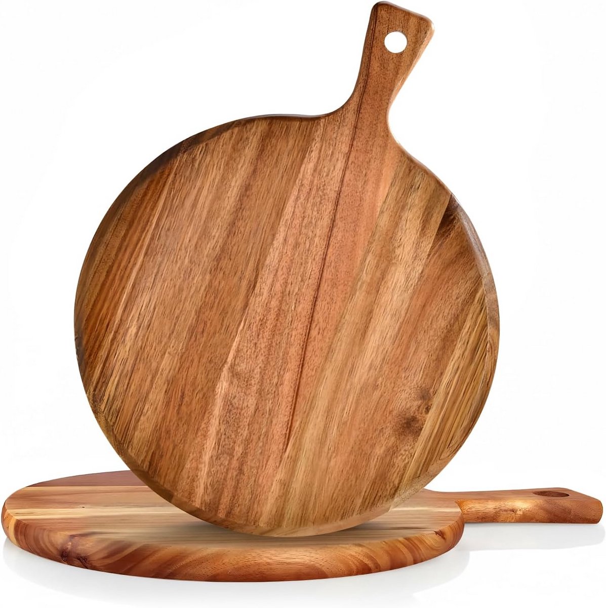 Set van 2 Houten Pizzaplanken Ø 30 cm met Handvat