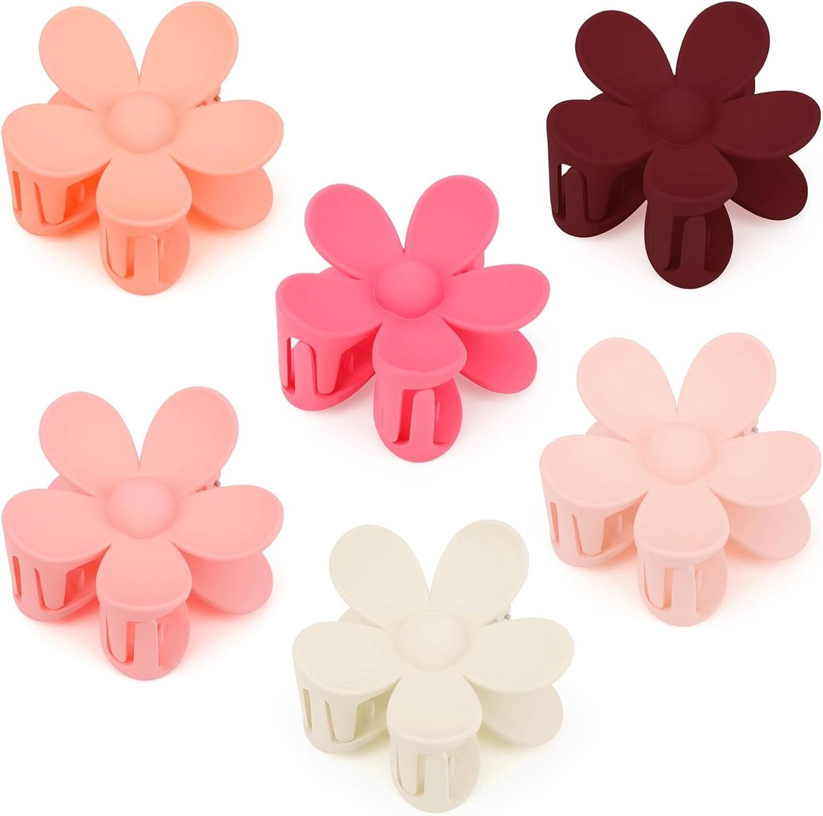 6-delige set matte bloem haarspelden met antislip functie