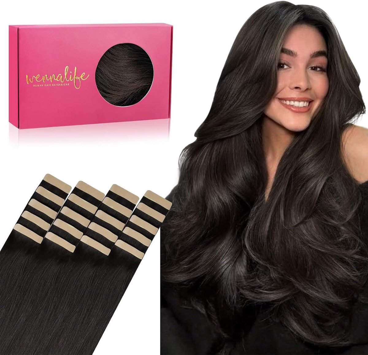 Tape-in Extensions Echt Haar 40 cm Donkerbruin - Naadloos Volume & Lengte