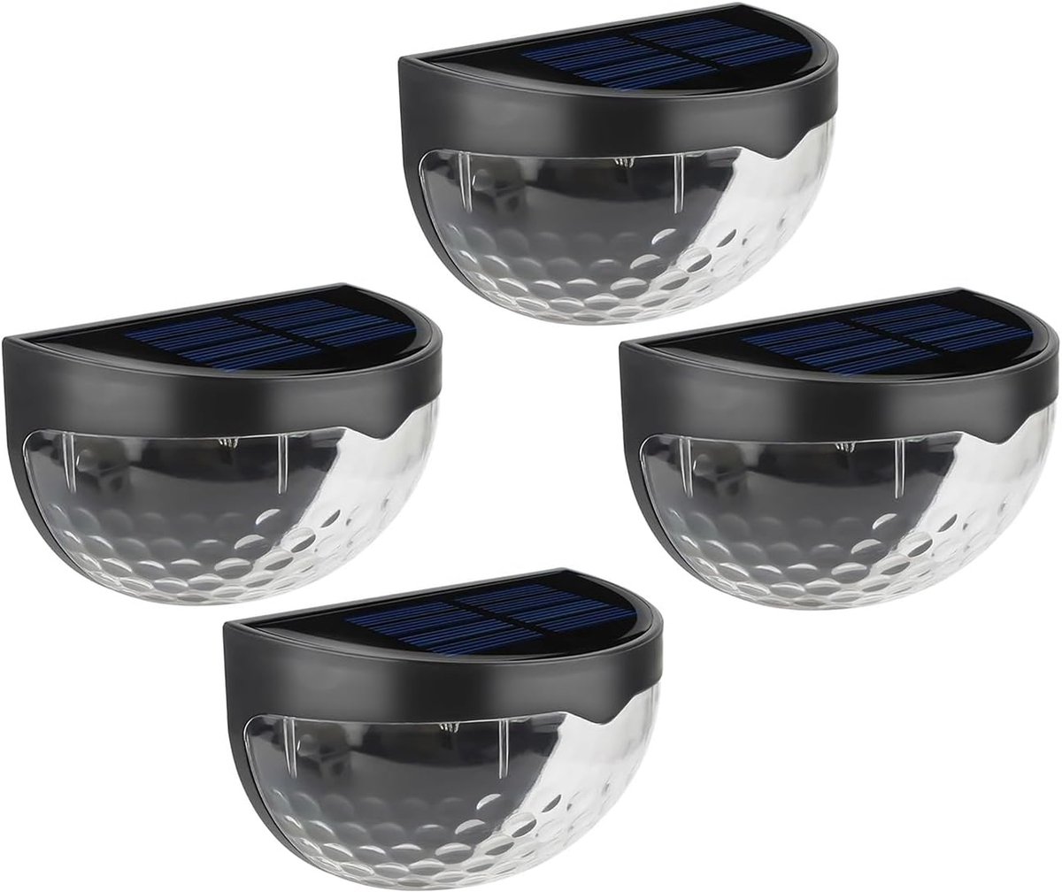 ANMI® Solar Trapverlichting Buiten - Solar Hekverlichting en Padverlichting - Warm Wit LED - IP64 Waterdicht - Zwart - Voor Trap Schutting Terras Tuinpad - 4 Stuks