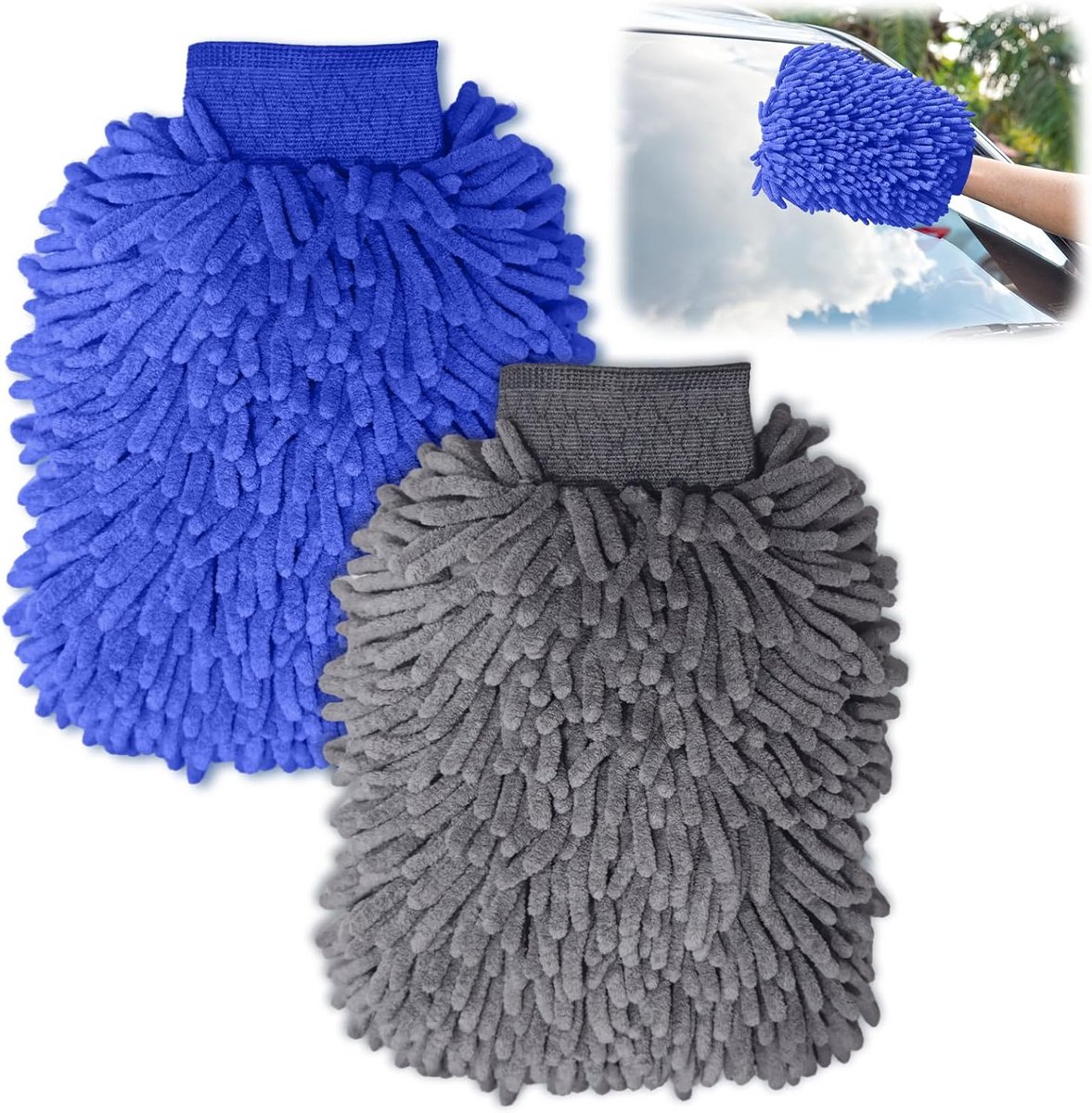 2x Microvezel Washandschoen - Professionele Krasvrije Spons voor Auto en Detailen