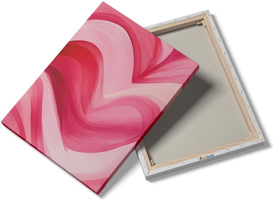 Artaza Canvas Schilderij Roze Golven - 30x40 cm - Wanddecoratie Hart - Muurdecoratie Abstract - Schilderijen Op Canvas - Roze