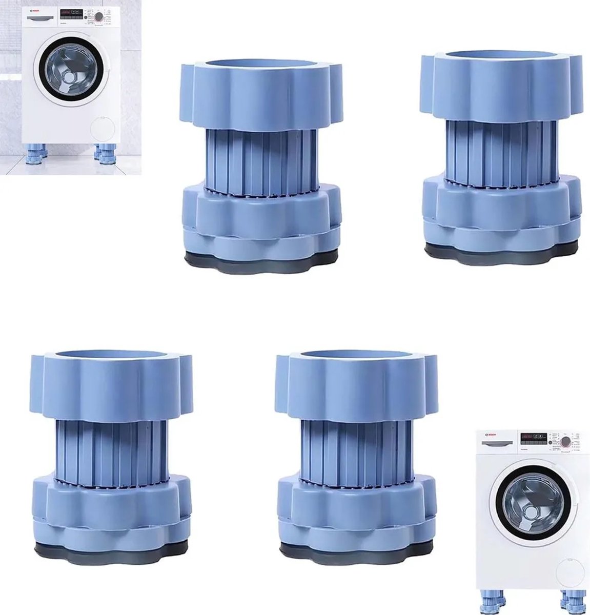 12 rubberen voetjes Geschikt voor wasmachines, 8-12 cm universele schokabsorberende pads, Geschikt voor wasmachines, drogers en koelkasten.
