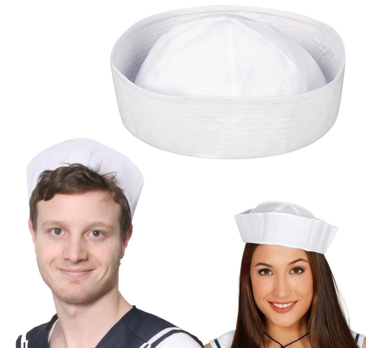 Henbrandt - Marine Matrozenmuts Volwassenen – Witte Zeemanspet One Size Ø56 cm - voor Verkleedkleding & Kostuums
