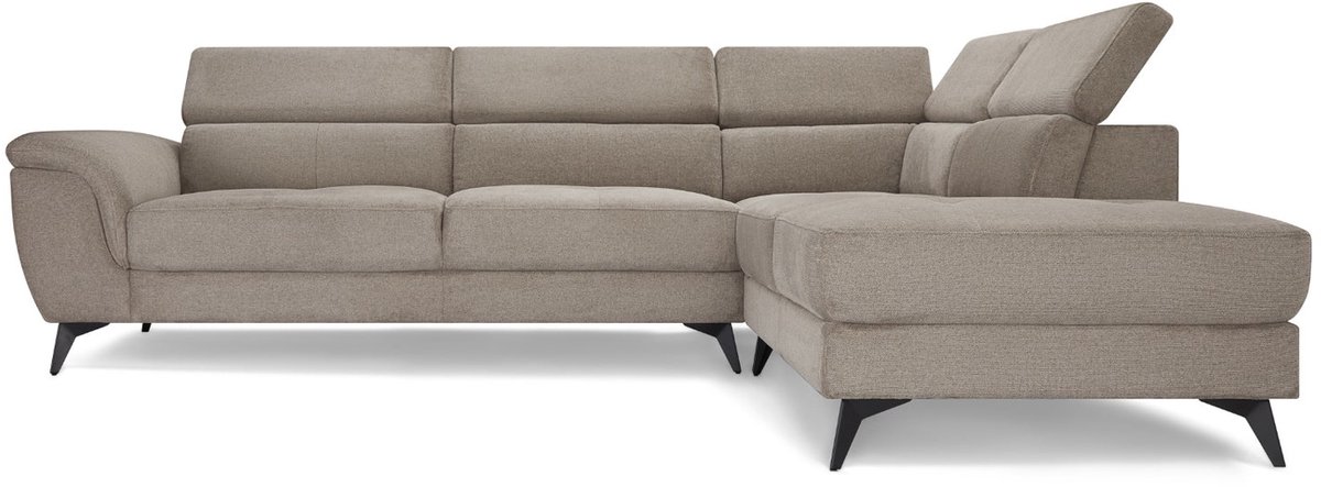 Hoekbank Rechts Beige Stof - 290x95x90cm - Zitdiepte 55cm - Giga Meubel