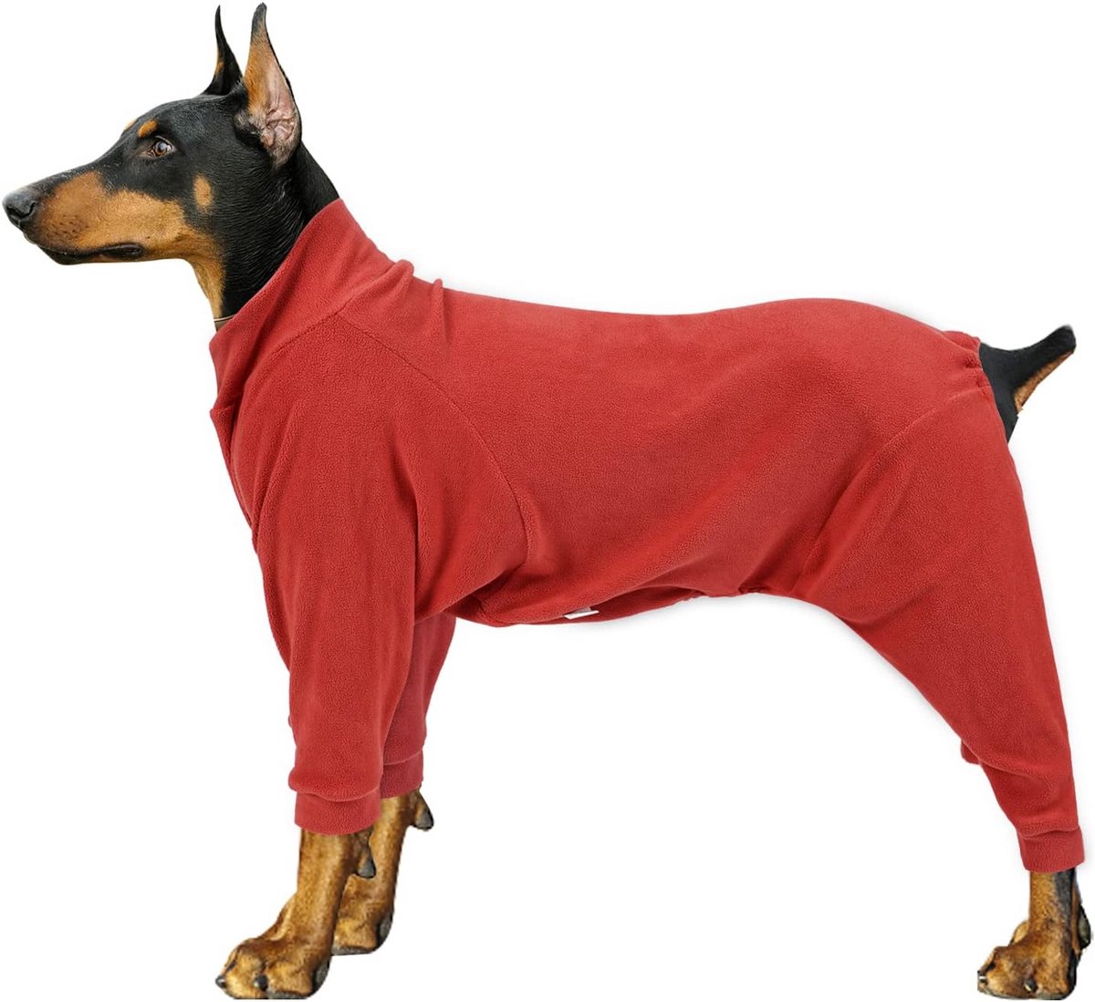Warme Fleece Hondenjas / Pyjama Onesie voor Middelgrote tot Grote Honden - Oranje Rood
